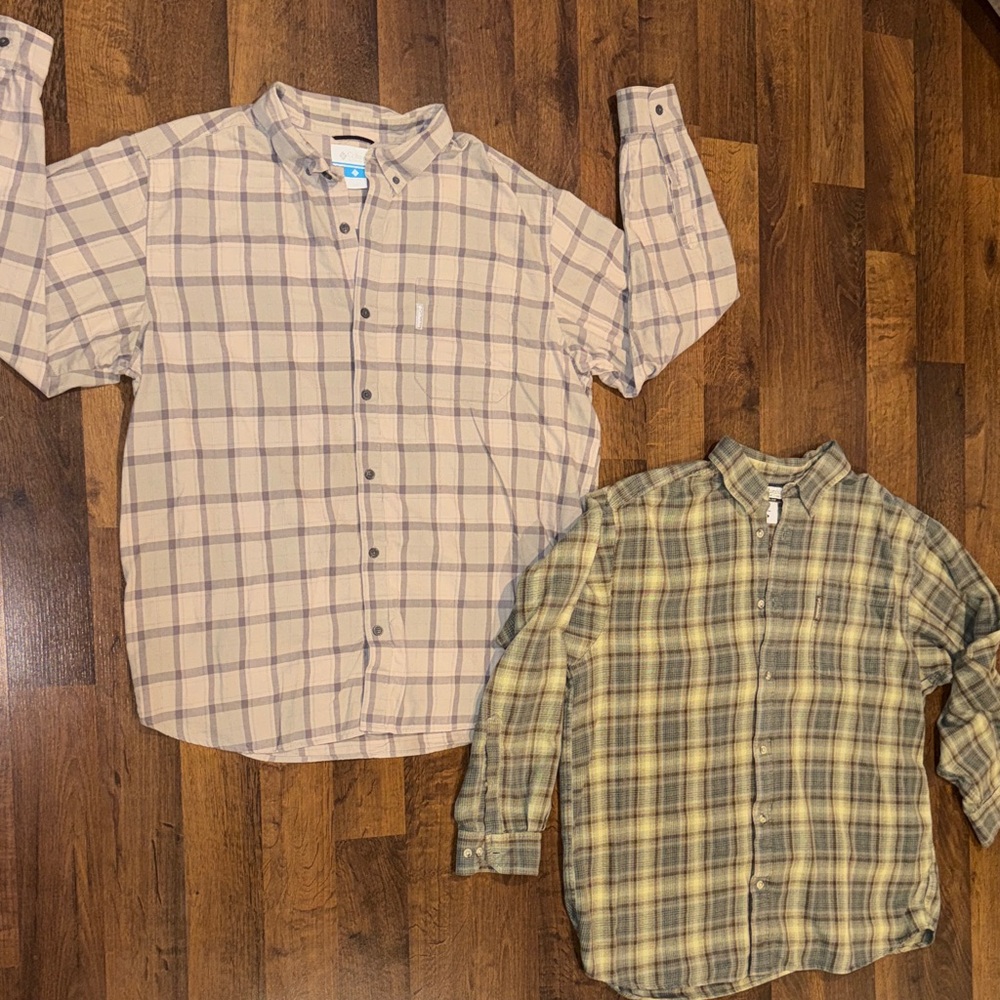 Lot of 2 Men’s Size XXL Columbia Plaid Button-Up Shirts
